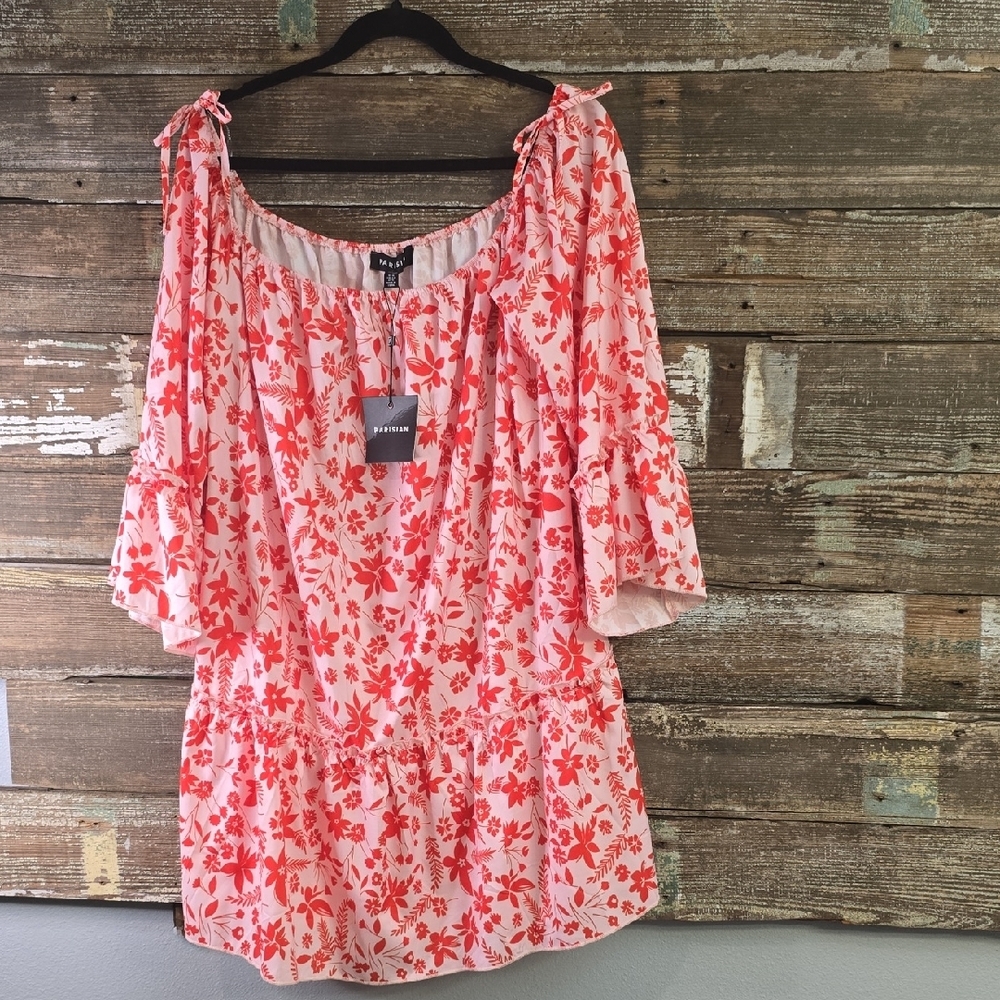 Parisian Works Red Floral Blouse